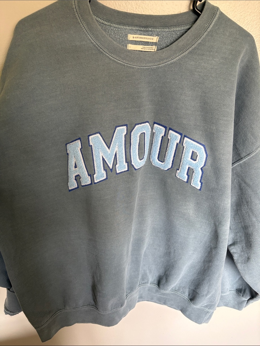 Anthropologie Blue 'AMOUR' Pullover Sweatshirt